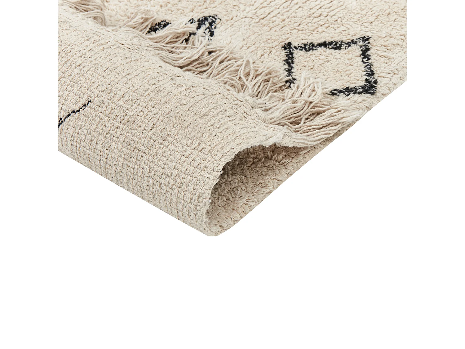 Teppich Baumwolle beige mit geometrischem Muster rechteckig 160 x 230 cm Somek