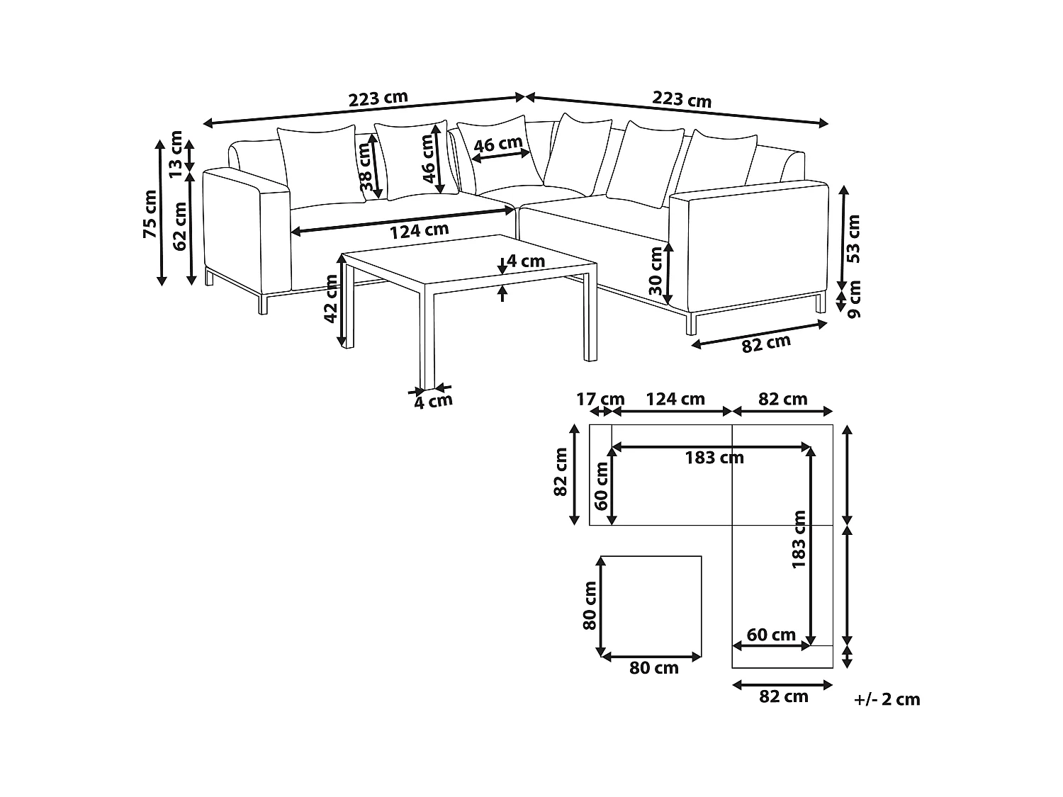 Narożnik ogrodowy ze stolikiem dla 5 osób BELIZE Prawostronny Modułowy Beżowy