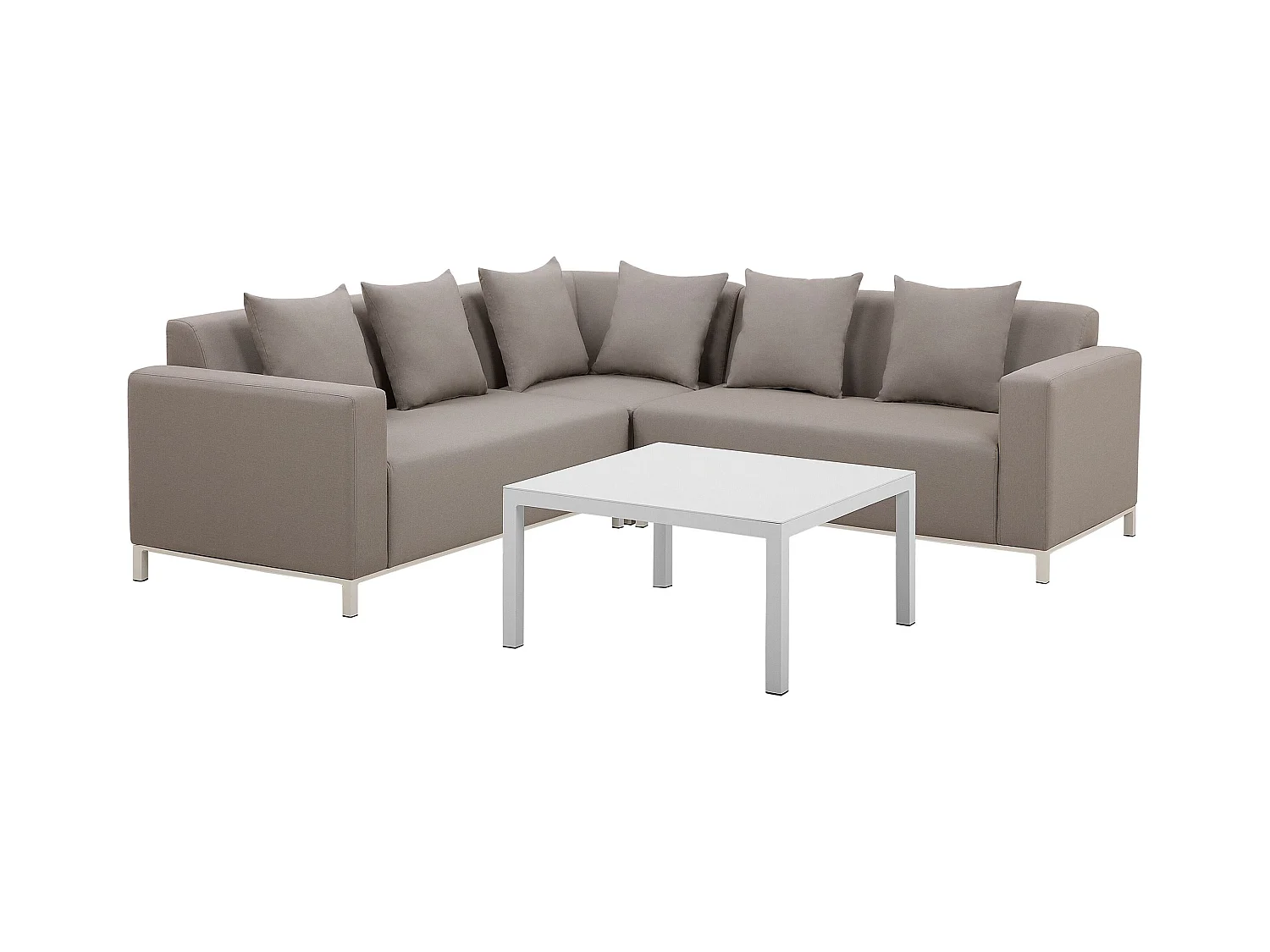 Narożnik ogrodowy ze stolikiem dla 5 osób BELIZE Prawostronny Modułowy Beżowy