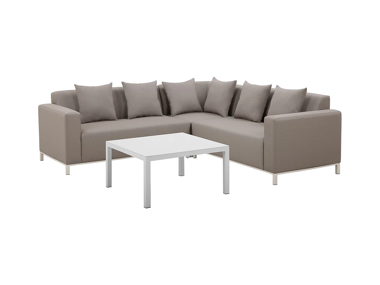 Narożnik ogrodowy ze stolikiem dla 5 osób BELIZE Prawostronny Modułowy Beżowy