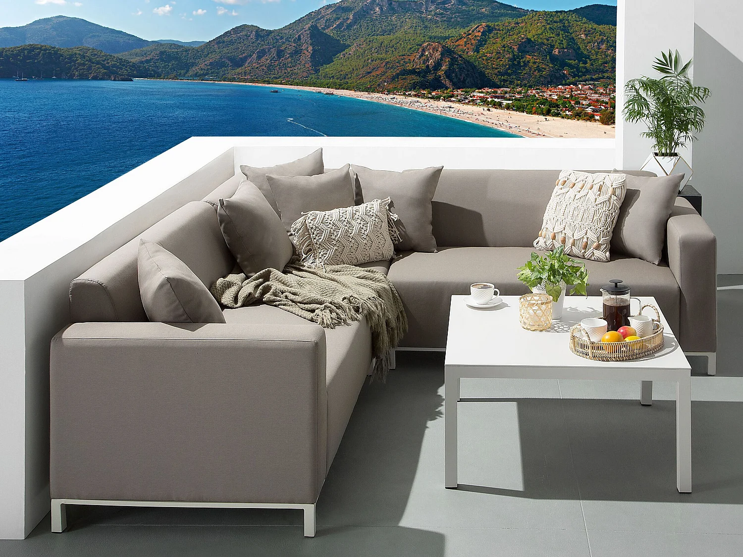 Set di divani angolari da giardino 5 posti BELIZE Lato destro Modulare Beige