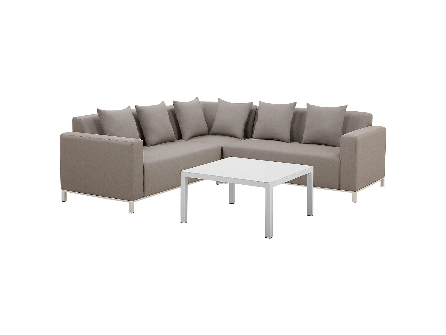 Garden Corner Sofa with Table 5 Seater BELIZE Right Hand Beige Modular