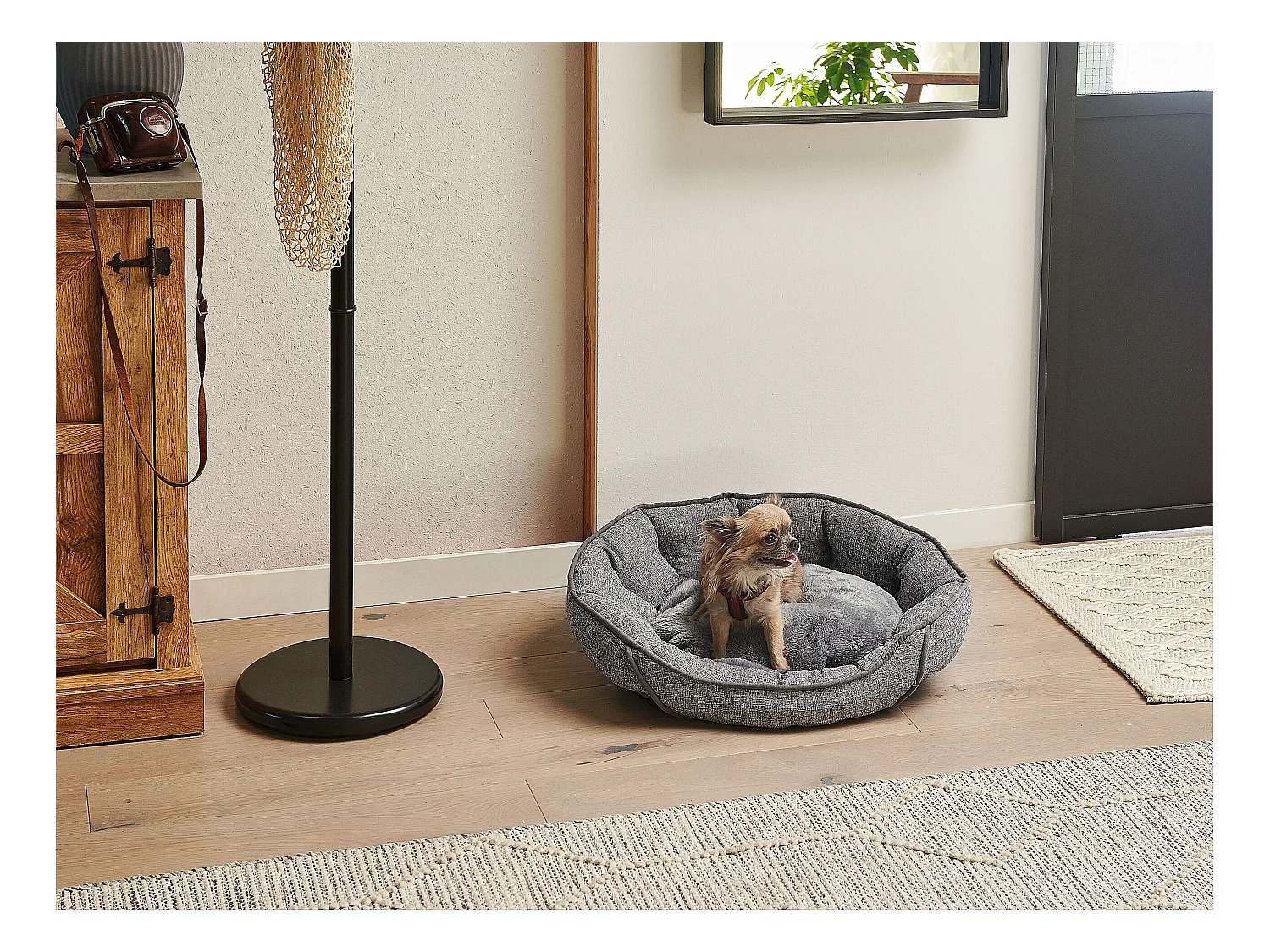 Tierbett CANDIR Leinen Grau