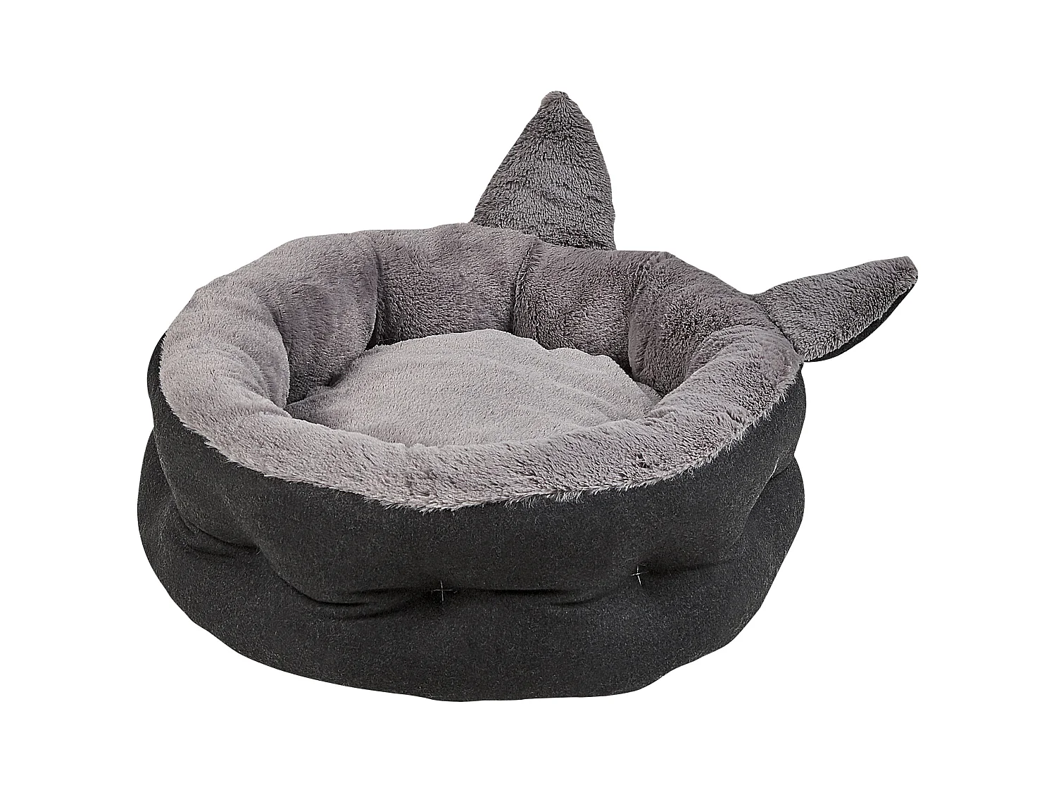 Rundes Haustierbett 45 x 45 cm mit Kunstfell und Polyester Grau Kepez