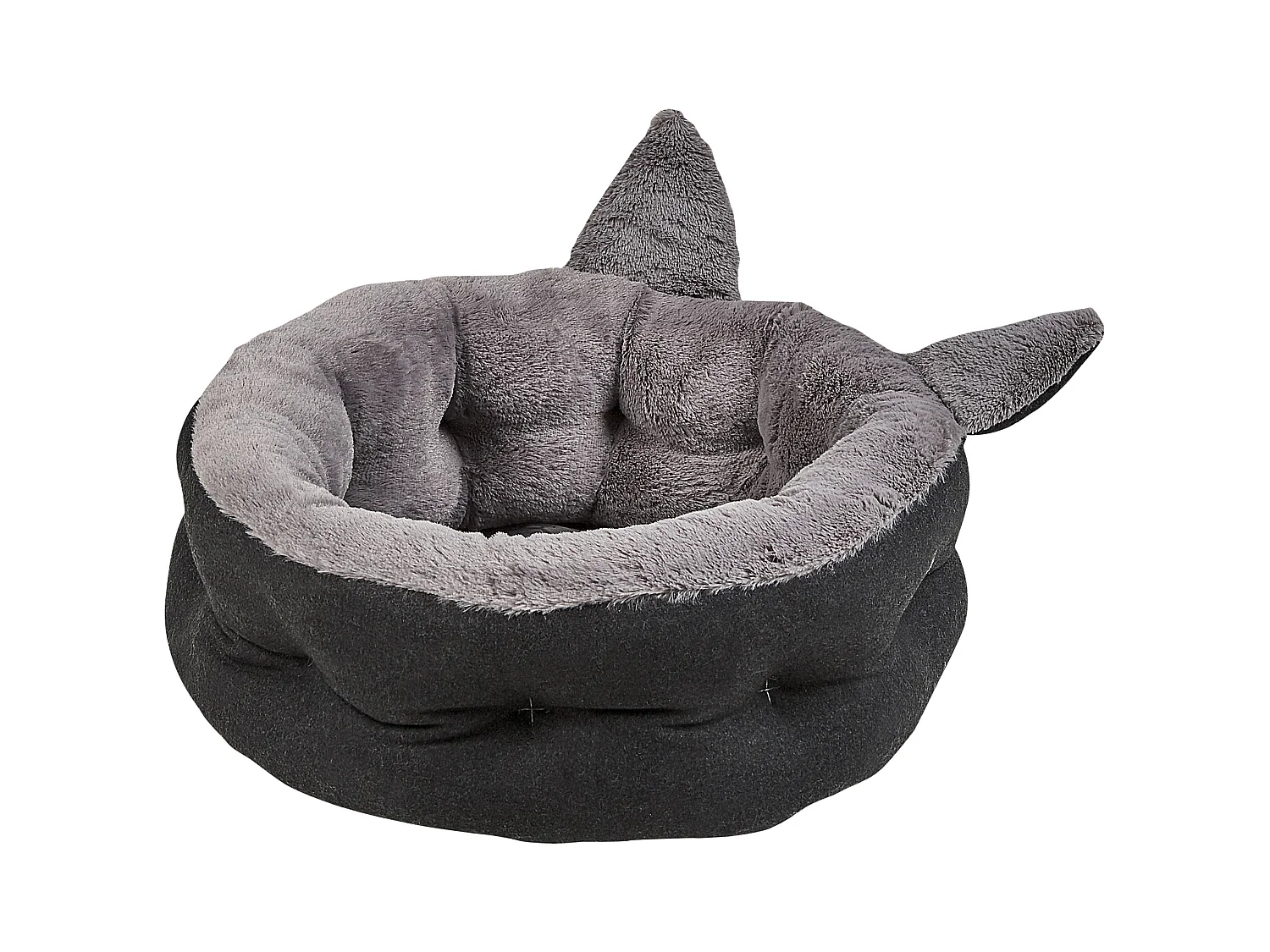 Rundes Haustierbett 45 x 45 cm mit Kunstfell und Polyester Grau Kepez