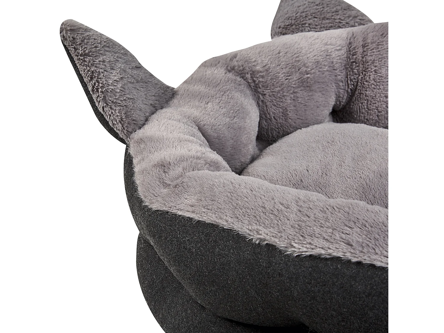 Rundes Haustierbett 45 x 45 cm mit Kunstfell und Polyester Grau Kepez