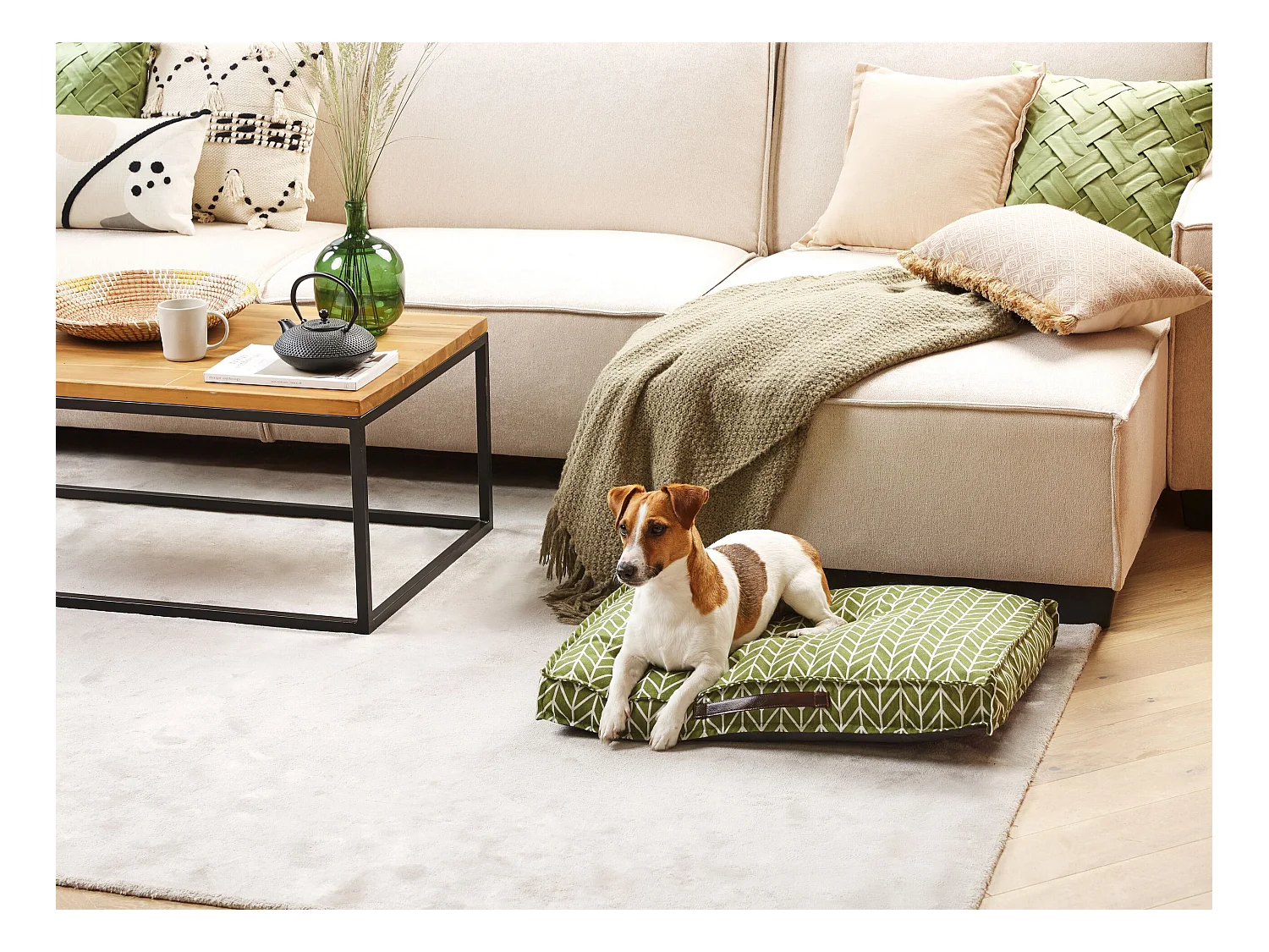 Lit pour animal PAYAS Lin synthétique Vert