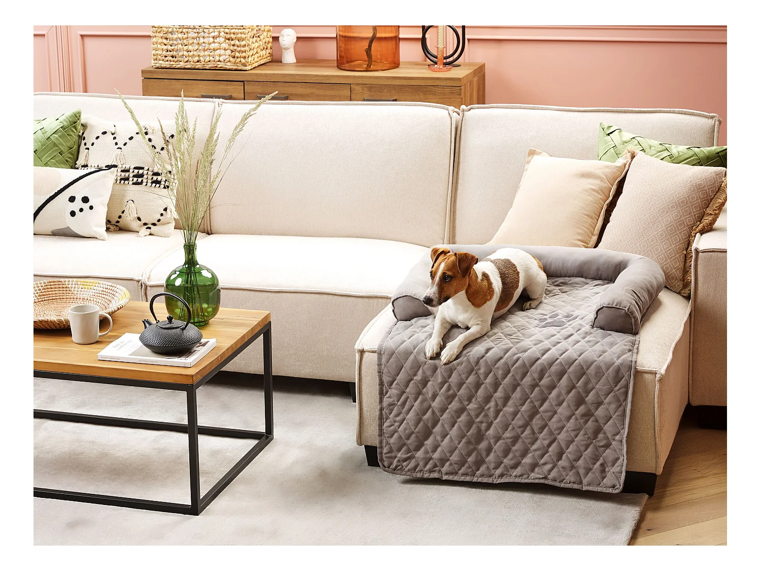 Lit pour animal BOZAN Tissu Gris