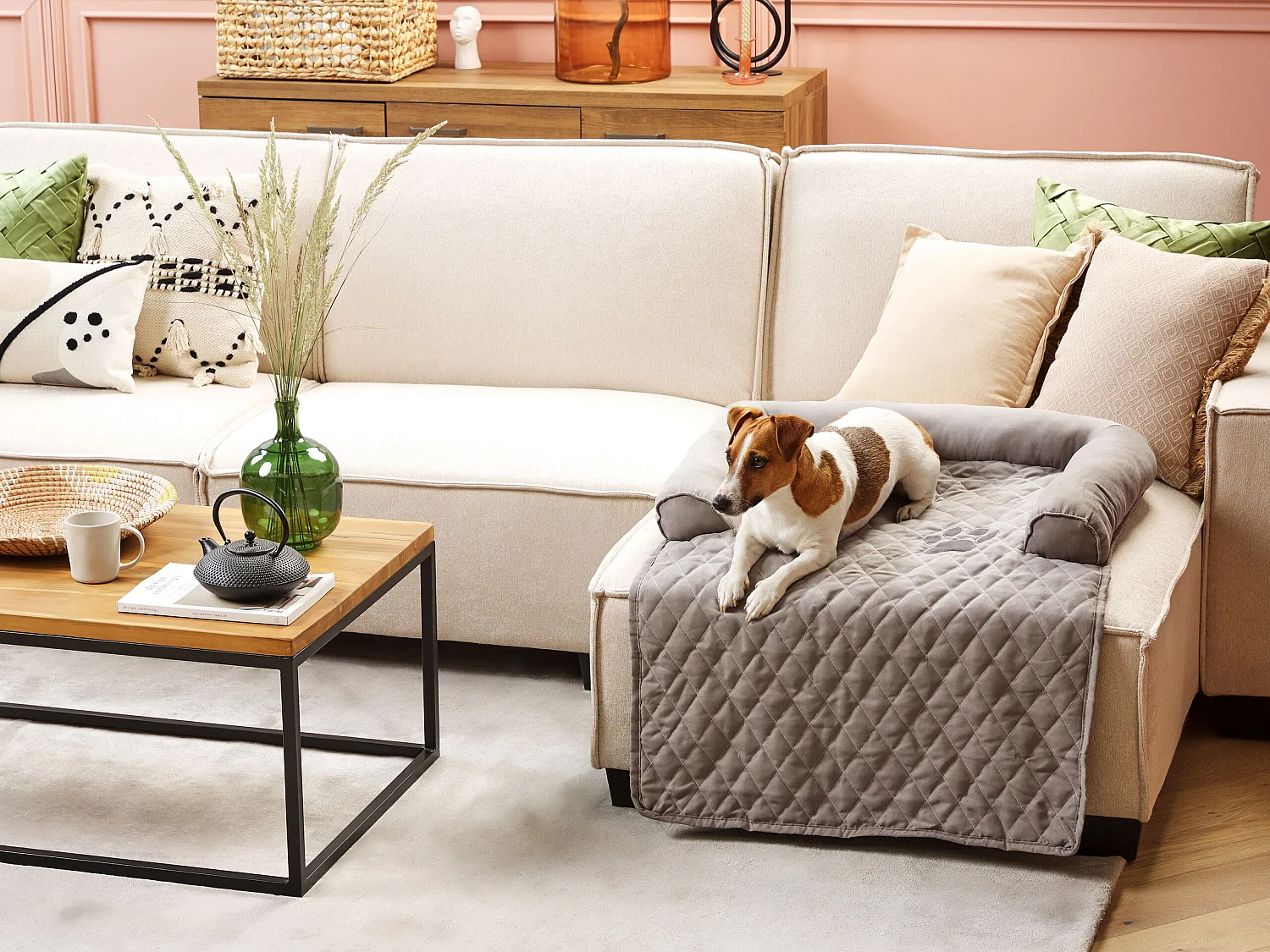 Lit pour animal BOZAN Tissu Gris