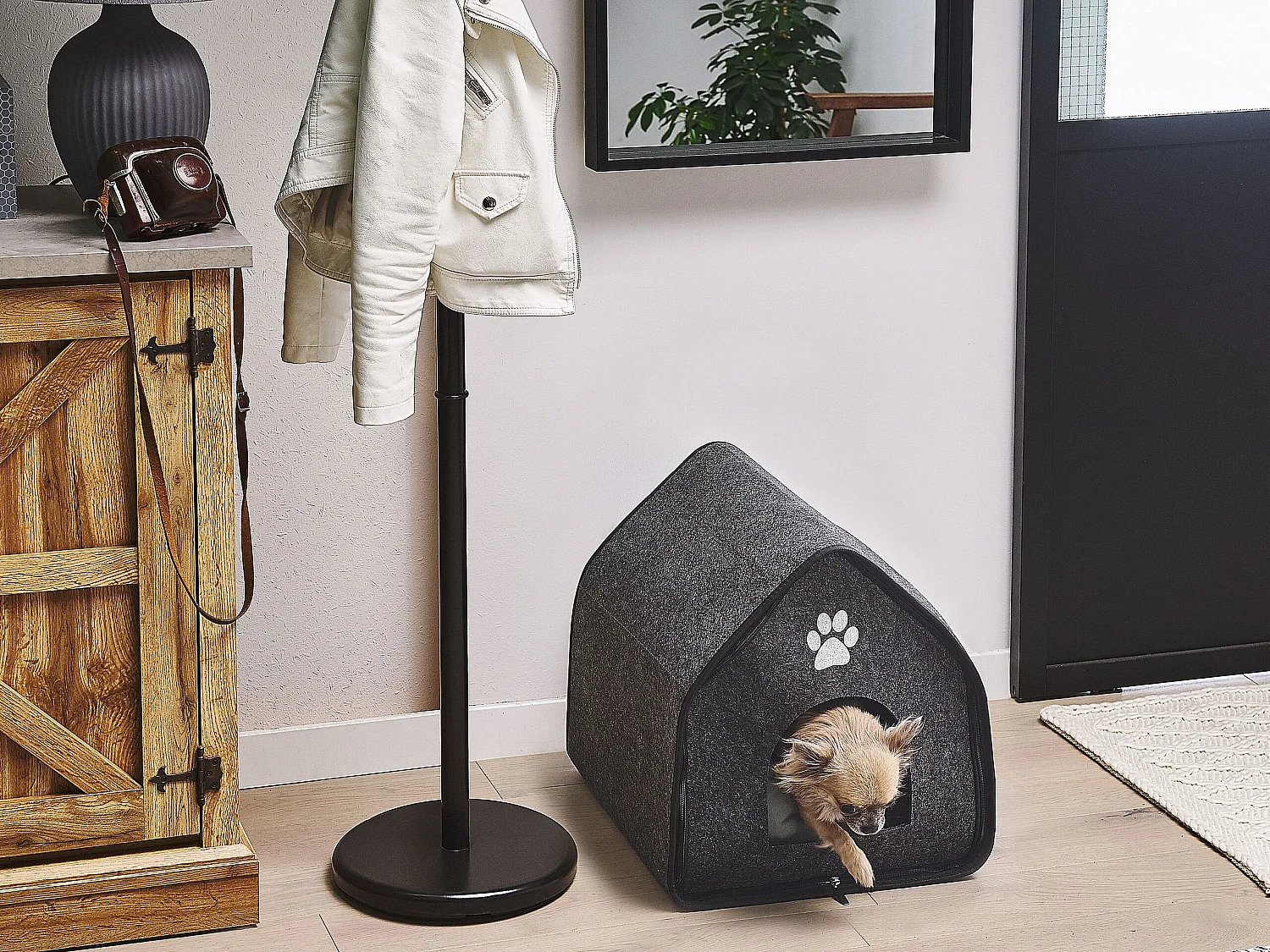 Weiches Tierbett Filz dunkelgrau 40x40 cm für kleine Tiere Jangi