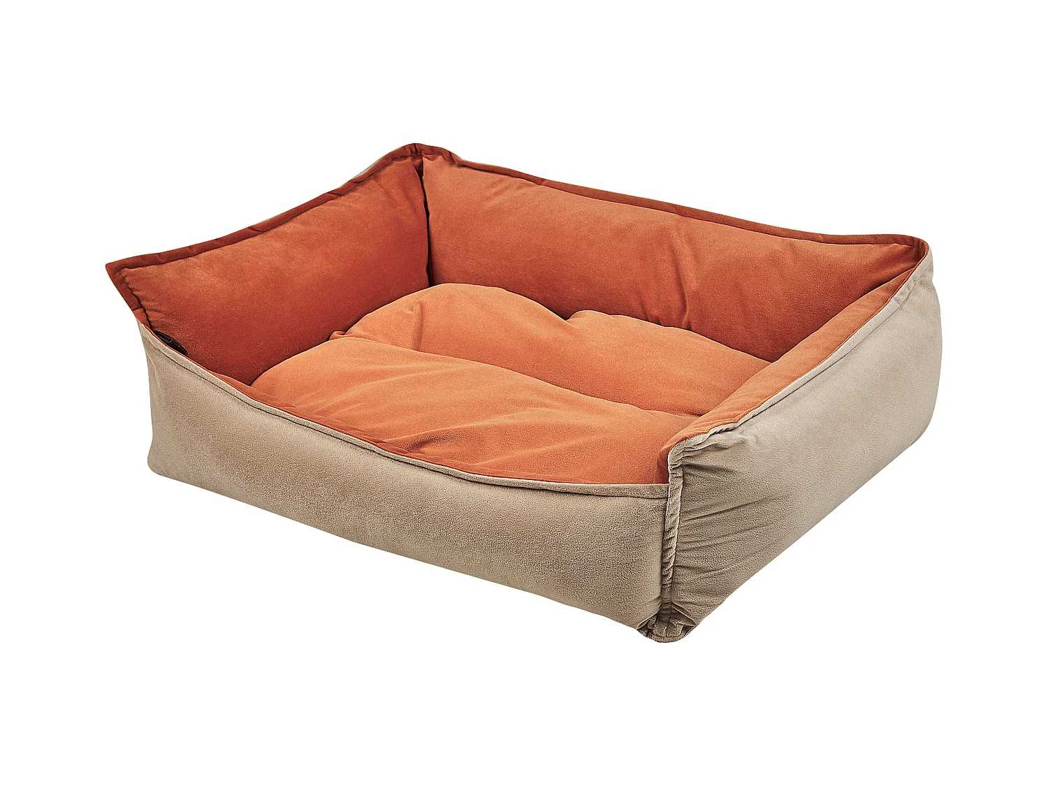 Rechteckiges Tierbett Samtstoff für Hunde Katzen Orange / Beige 70 x 60 cm Izmir