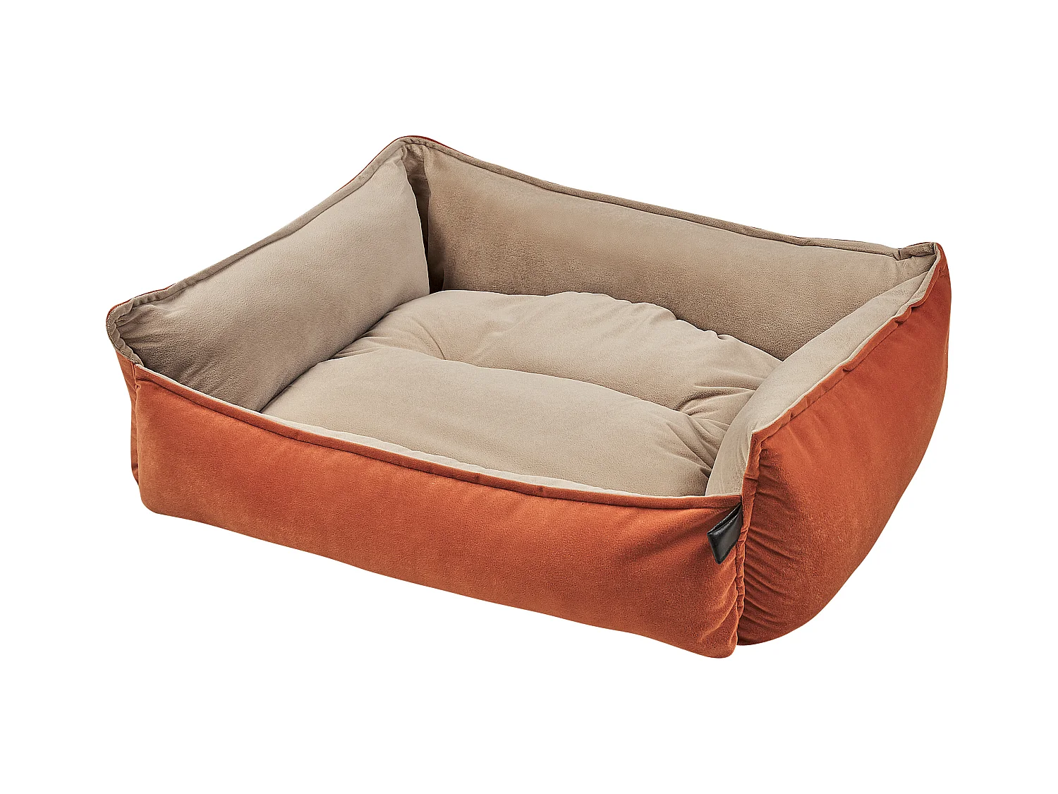 Rechteckiges Tierbett Samtstoff für Hunde Katzen Orange / Beige 70 x 60 cm Izmir
