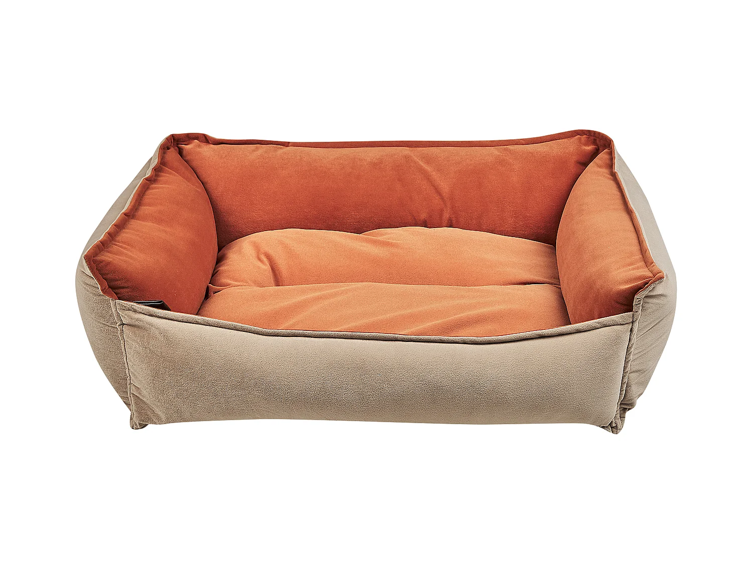 Rechteckiges Tierbett Samtstoff für Hunde Katzen Orange / Beige 70 x 60 cm Izmir