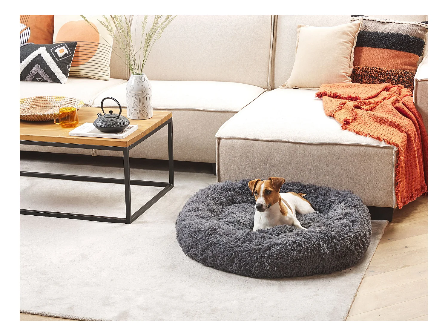 Lit pour animal KULU Fourrure synthétique Gris foncé