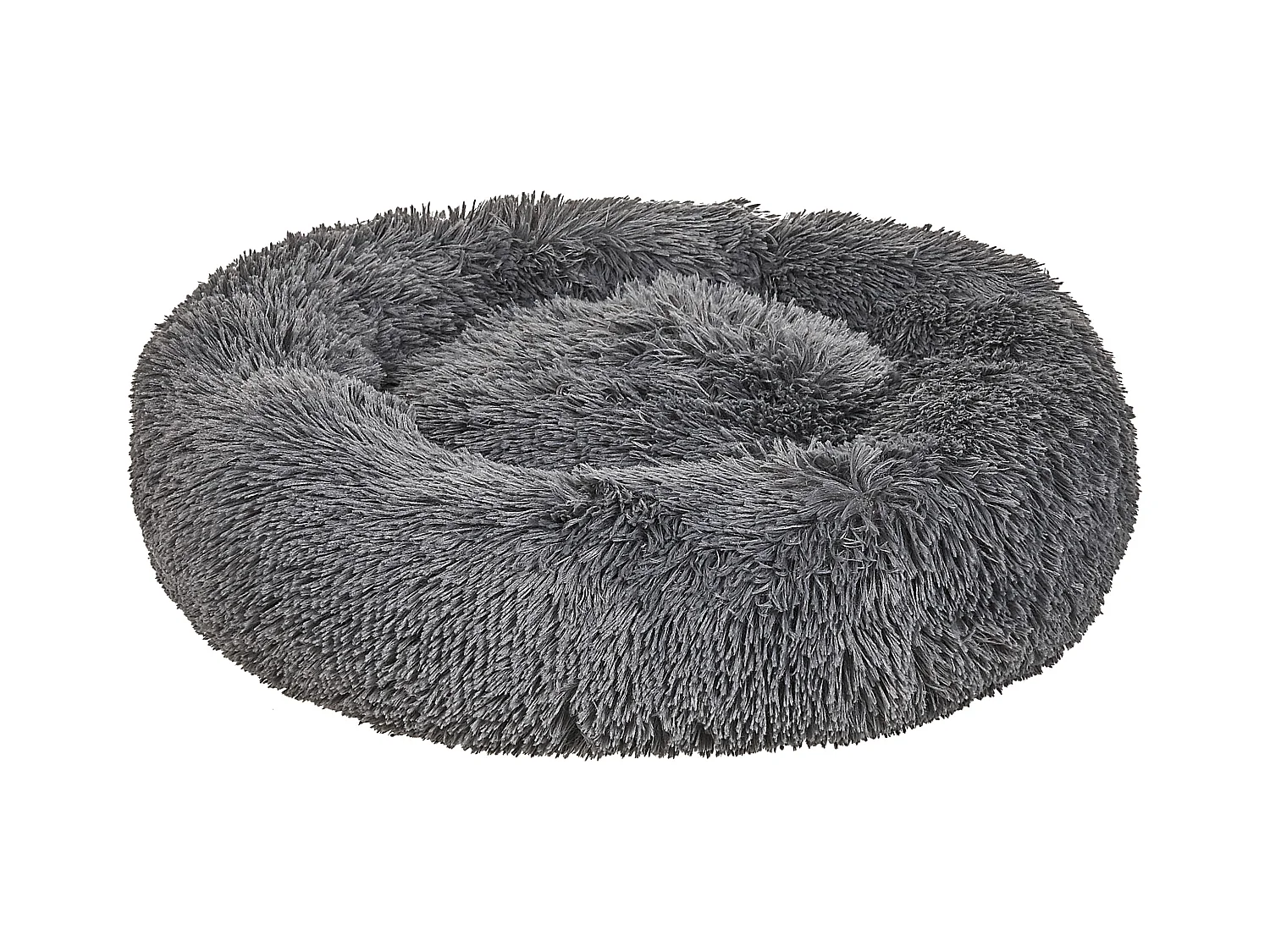 Kuscheliges Tierbett oval für Hunde Katzen Polyester dunkelgrau ⌀ 60 cm Kulu