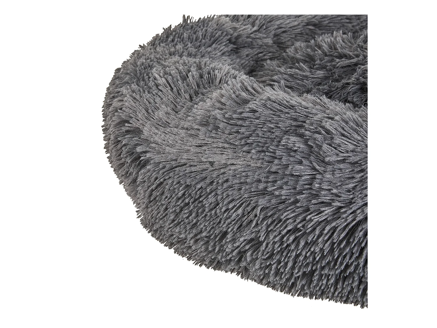 Kuscheliges Tierbett oval für Hunde Katzen Polyester dunkelgrau ⌀ 60 cm Kulu