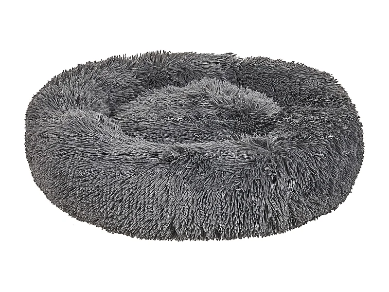 Kuscheliges Tierbett oval für Hunde Katzen Polyester dunkelgrau ⌀ 60 cm Kulu