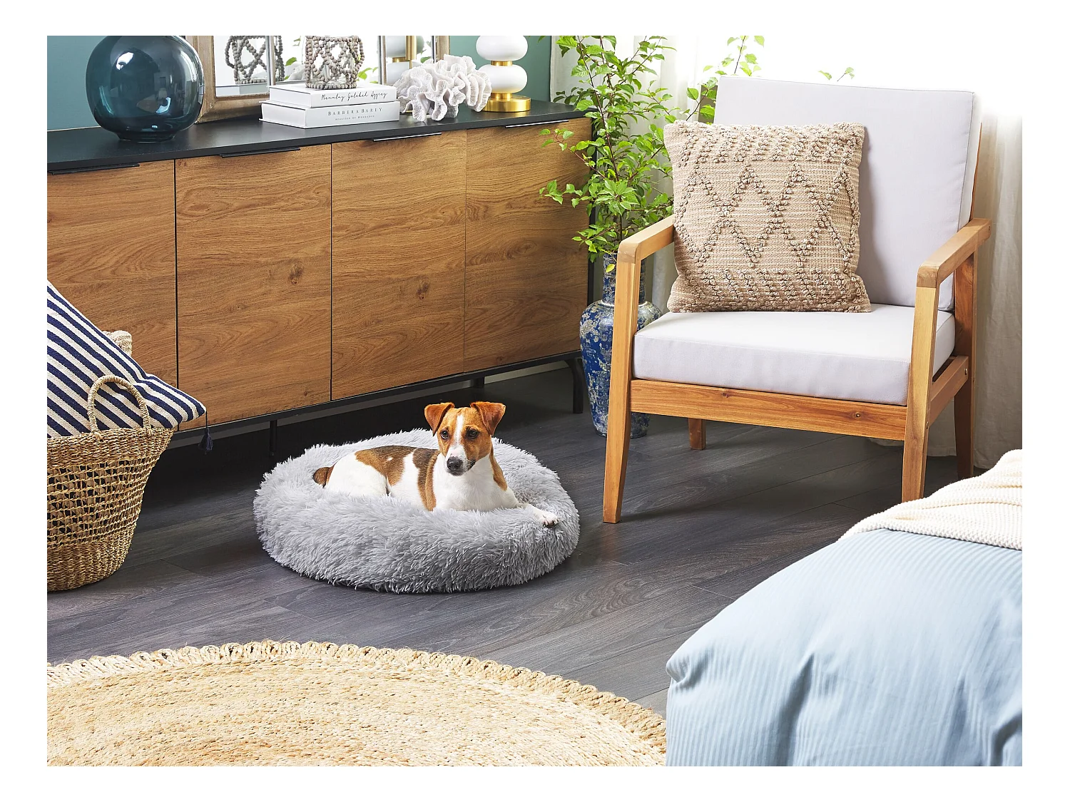 Lit pour animal KULU Fourrure synthétique Gris clair