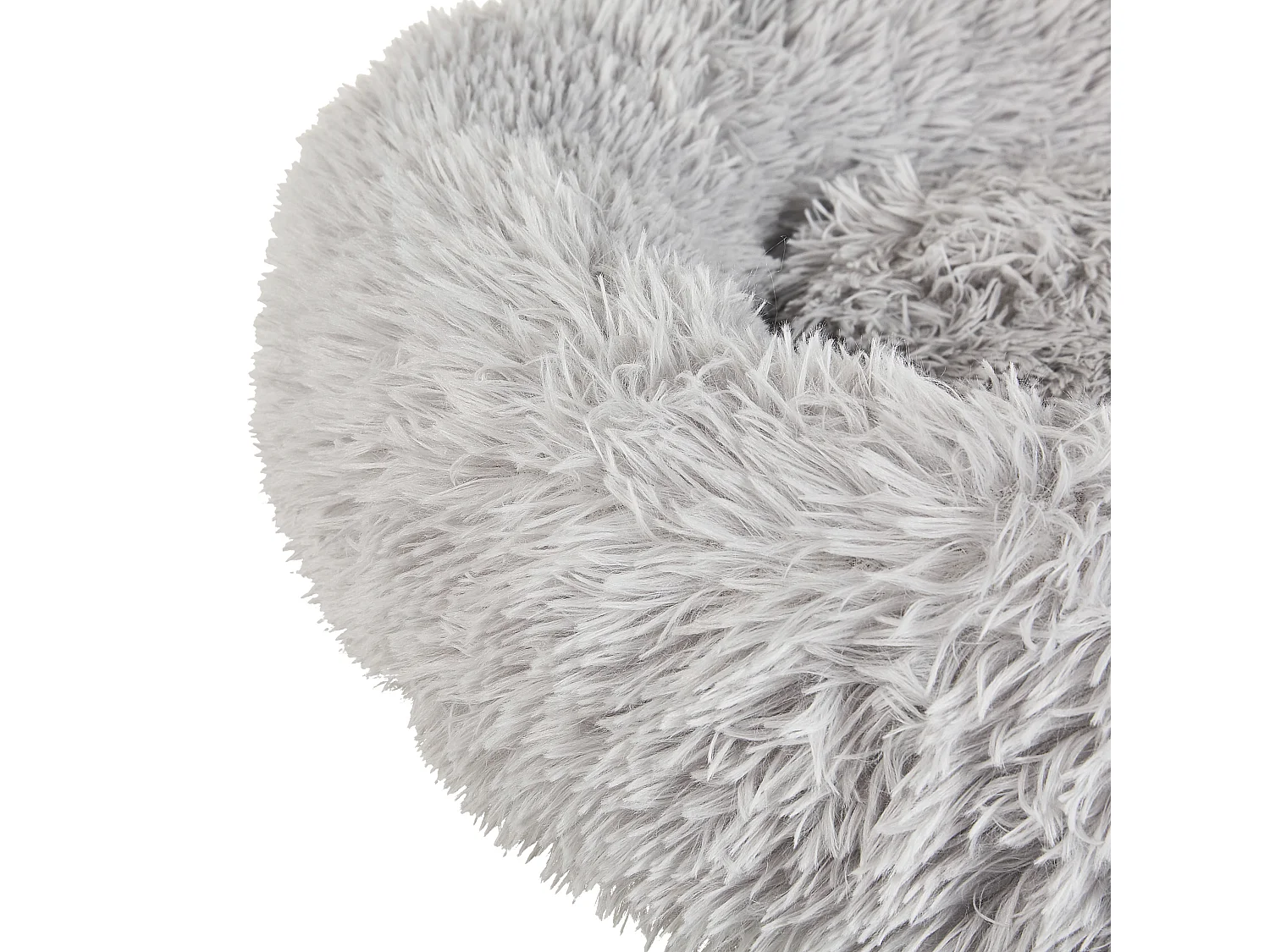 Kuscheliges Tierbett oval für Hunde Katzen Polyester hellgrau ⌀ 60 cm Kulu