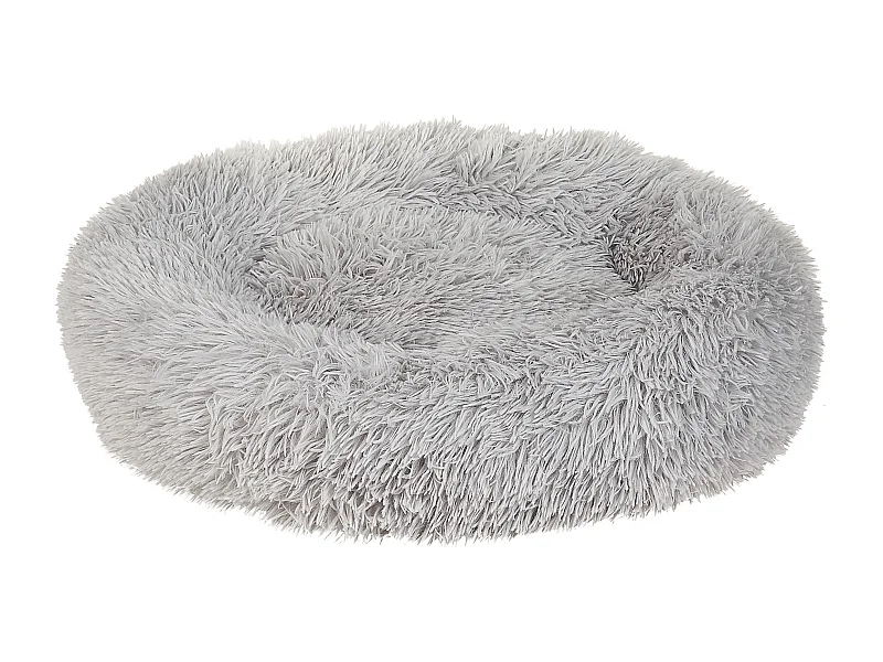 Kuscheliges Tierbett oval für Hunde Katzen Polyester hellgrau ⌀ 60 cm Kulu