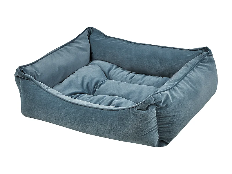 Rechteckiges Tierbett Samtstoff für Hunde Katzen in Blau 70 x 60 cm Izmir