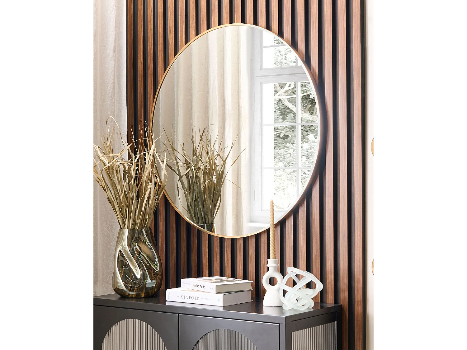 Miroir ANNEMASSE 80 cm 80 cm Métal Doré