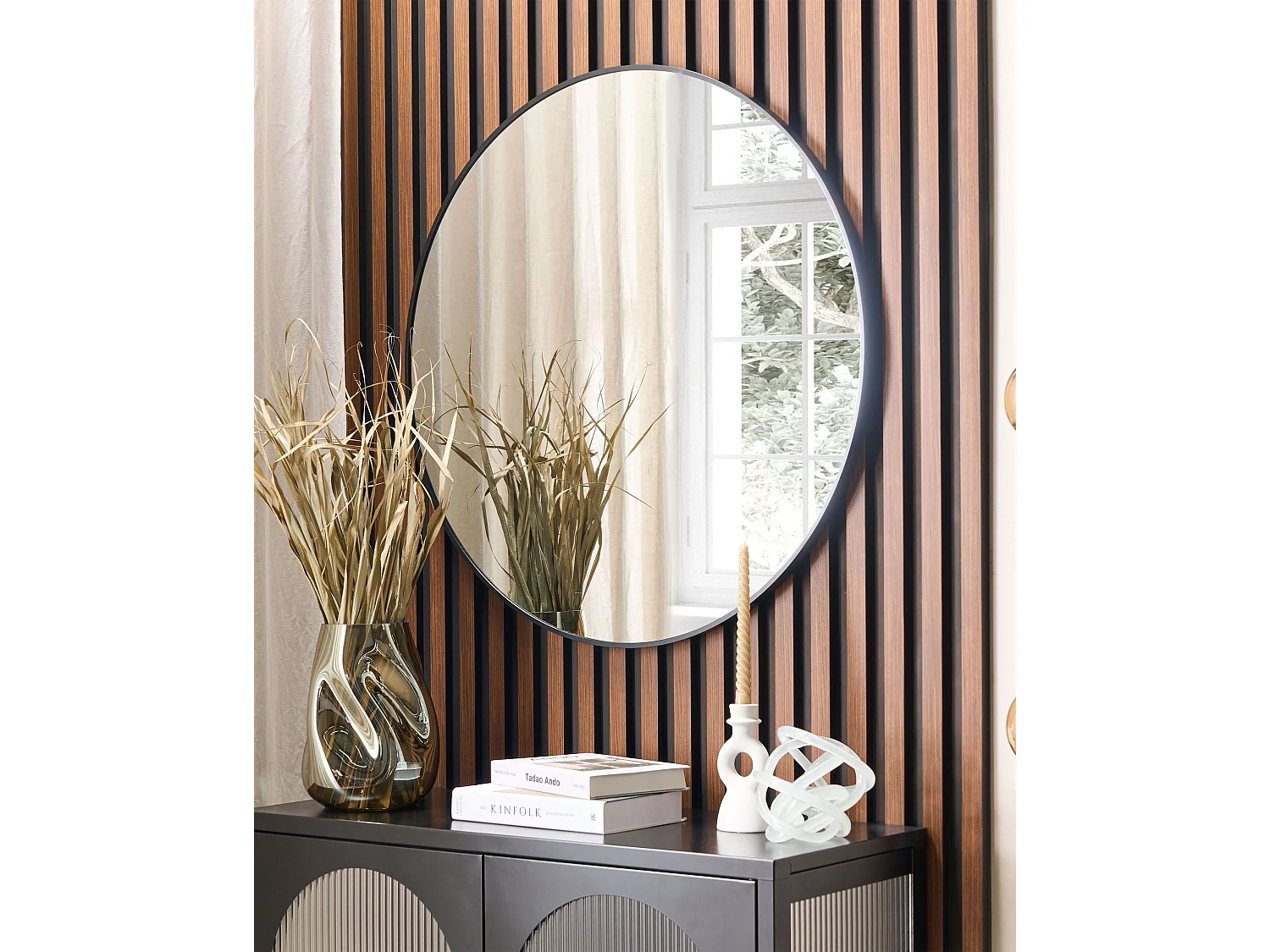 Wandspiegel ANNEMASSE 80 cm 80 cm Metaal Zwart