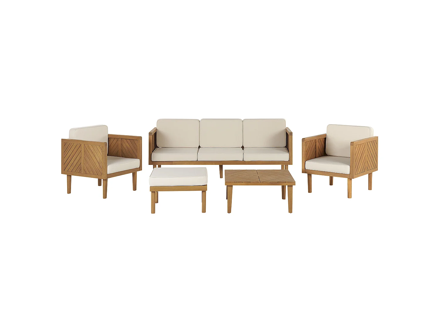 Lounge Set mit Tisch und Ottomane 5-Sitzer BARATTI Akazienholz Braun