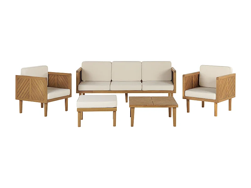 Set salotto da giardino con tavolo e pouf 5 posti BARATTI Legno d'acacia Marrone