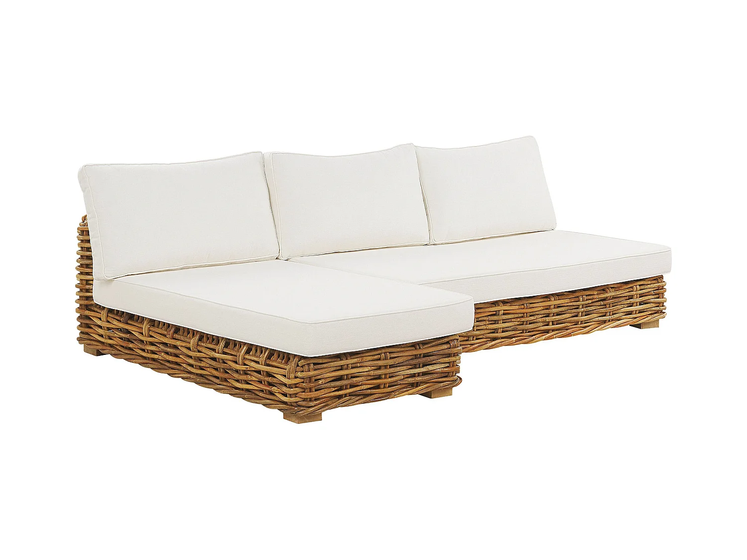 Ensemble de salon de jardin avec table 4 places VARALLO Côté droit Rotin Naturel