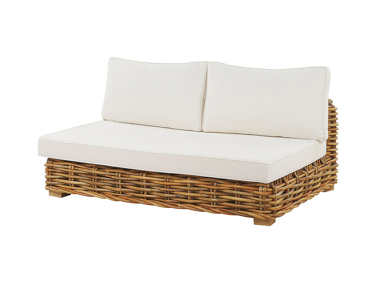 Ensemble de salon de jardin avec table 4 places VARALLO Côté droit Rotin Naturel