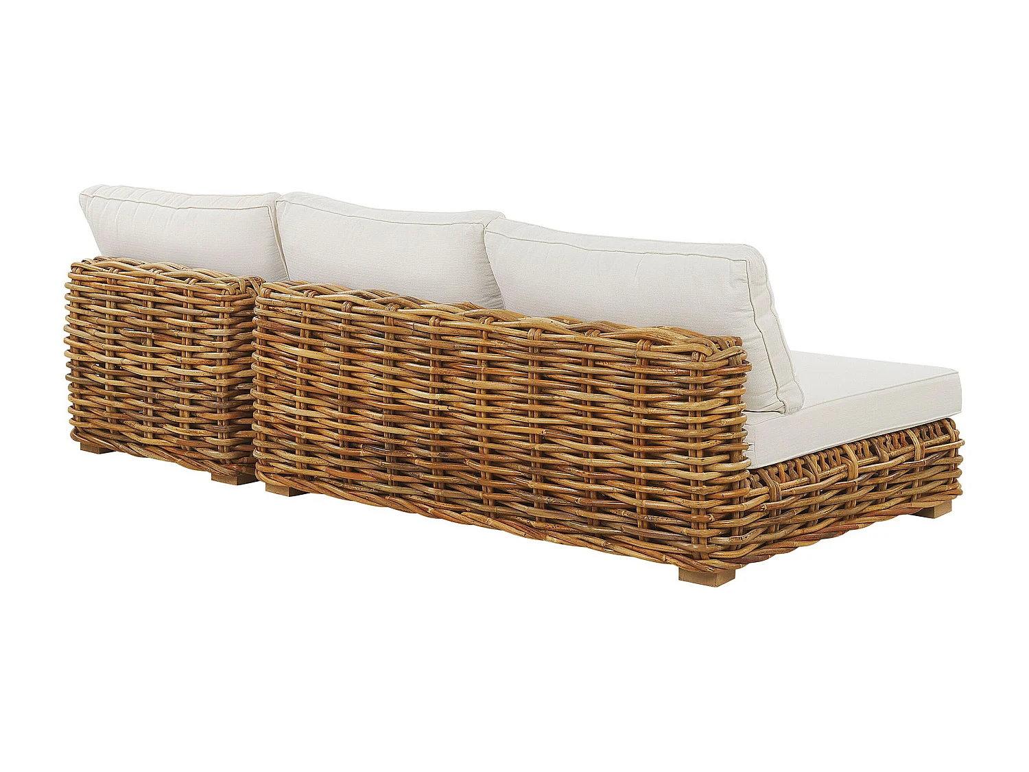 Ensemble de salon de jardin avec table 4 places VARALLO Côté droit Rotin Naturel