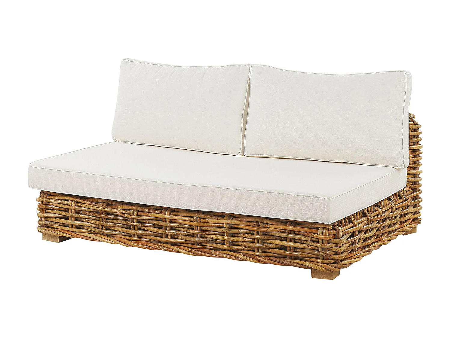 Ensemble de salon de jardin avec table 4 places VARALLO Côté droit Rotin Naturel