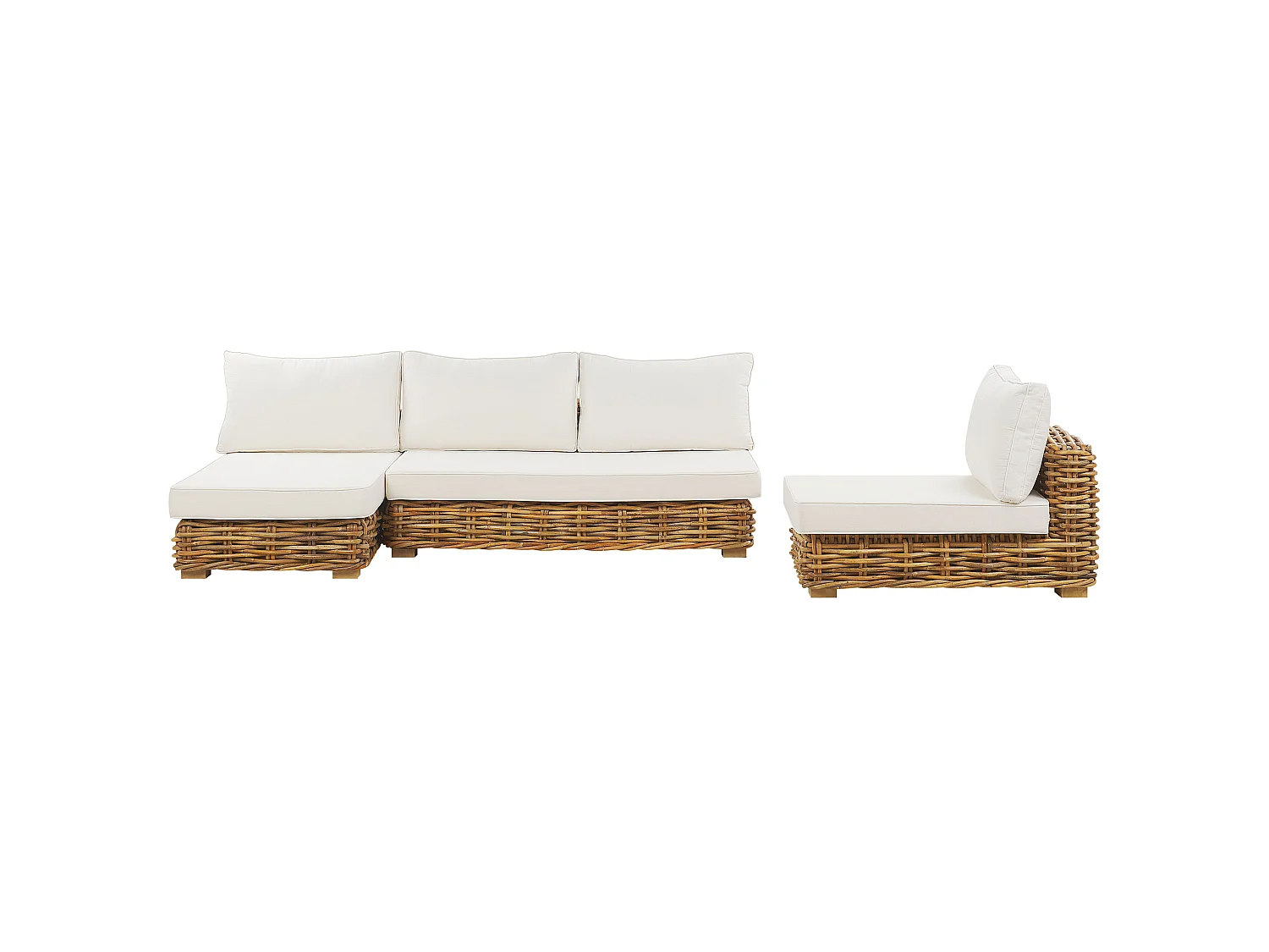 Garden Lounge Set with Table 4 Seater VARALLO Right Hand Natural Rattan Modular