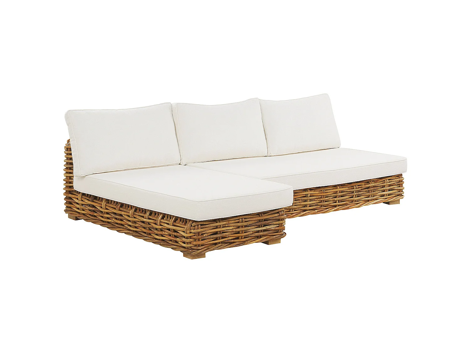 Garden Lounge Set with Table 4 Seater VARALLO Right Hand Natural Rattan Modular
