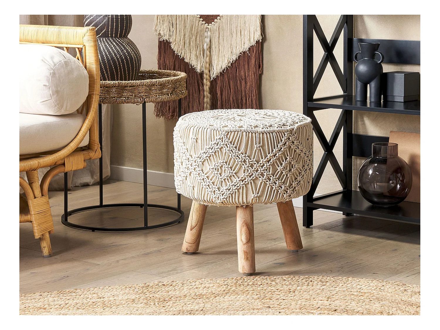 Hocker MANZAI Katoen Beige