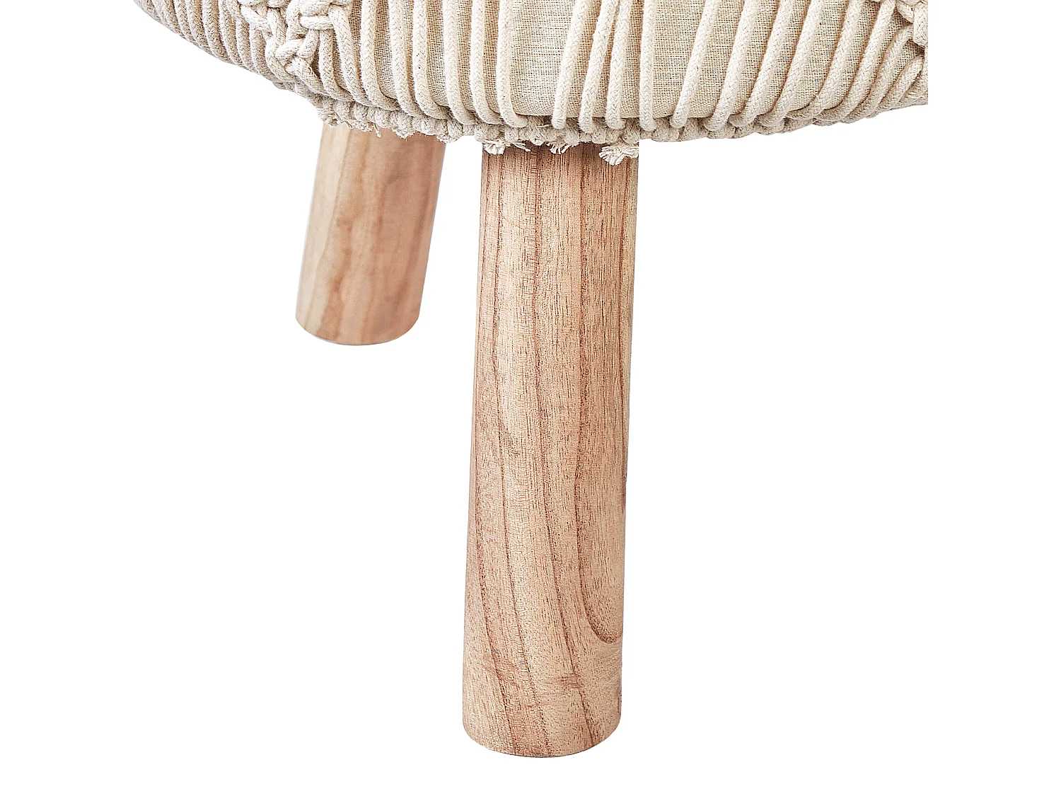 Hocker aus Baumwolle Holz beige 40 x 40 cm mit Makramee im Boho Stil Manzai