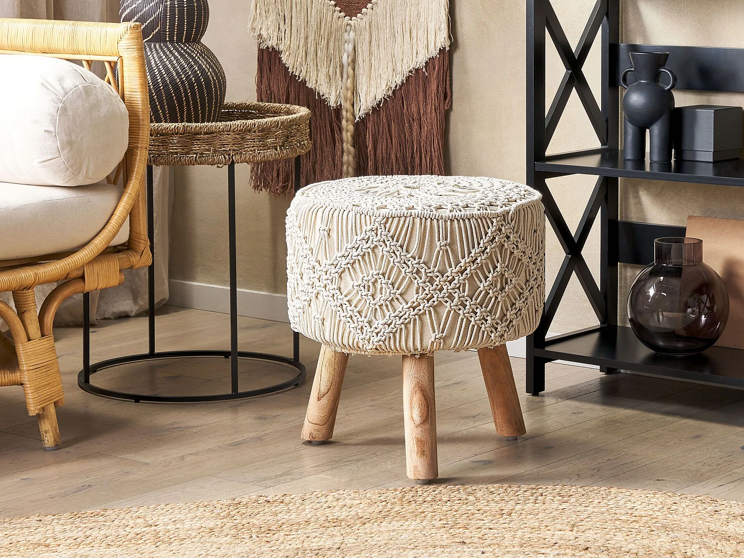 Footstool MANZAI Cotton Beige