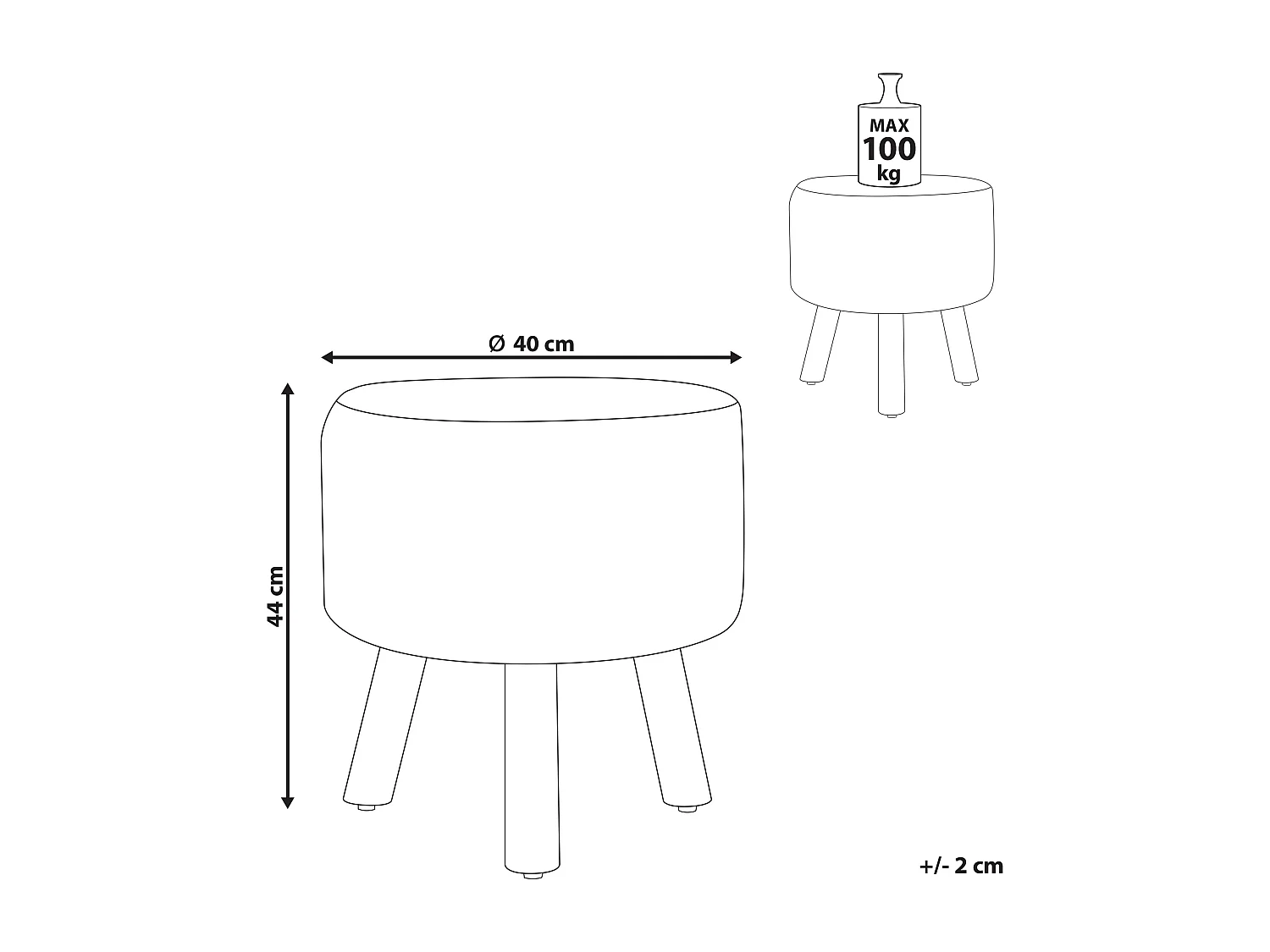 Hocker aus Baumwolle Holz beige 40 x 40 cm mit Makramee im Boho Stil Manzai