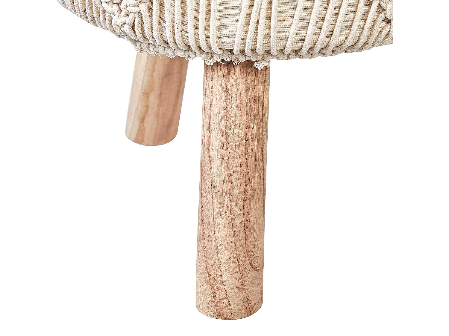 Hocker aus Baumwolle Holz beige 40 x 40 cm mit Makramee im Boho Stil Manzai