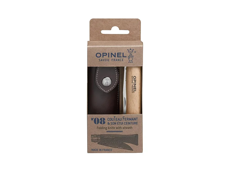 Navaja Opinel N°08 de bolsillo con funda de acero inoxidable
