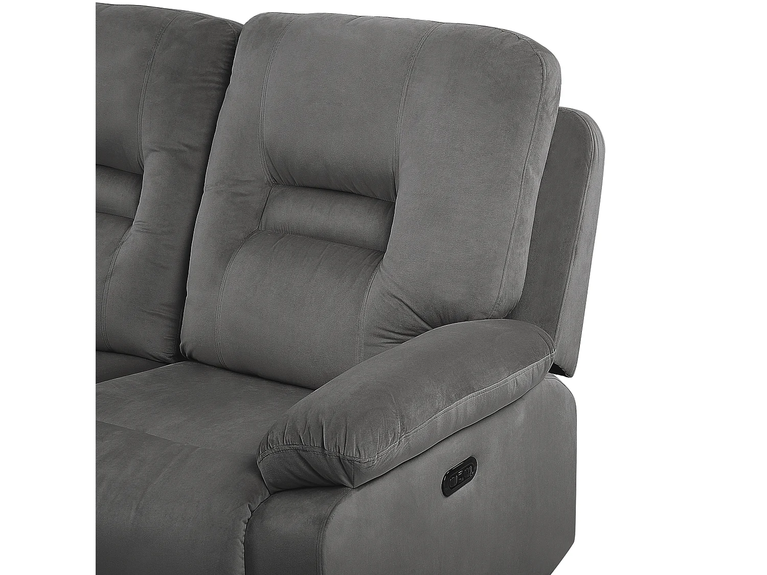 Canapé relax électrique 3 places BERGEN Velours Gris foncé avec port USB