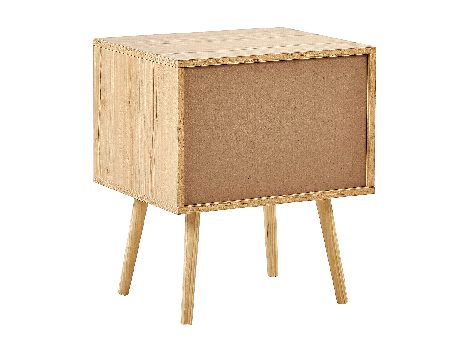 Nachttisch 2 Schublade Rattan Türen Boho Style Nachtschrank Helles Holz Perote