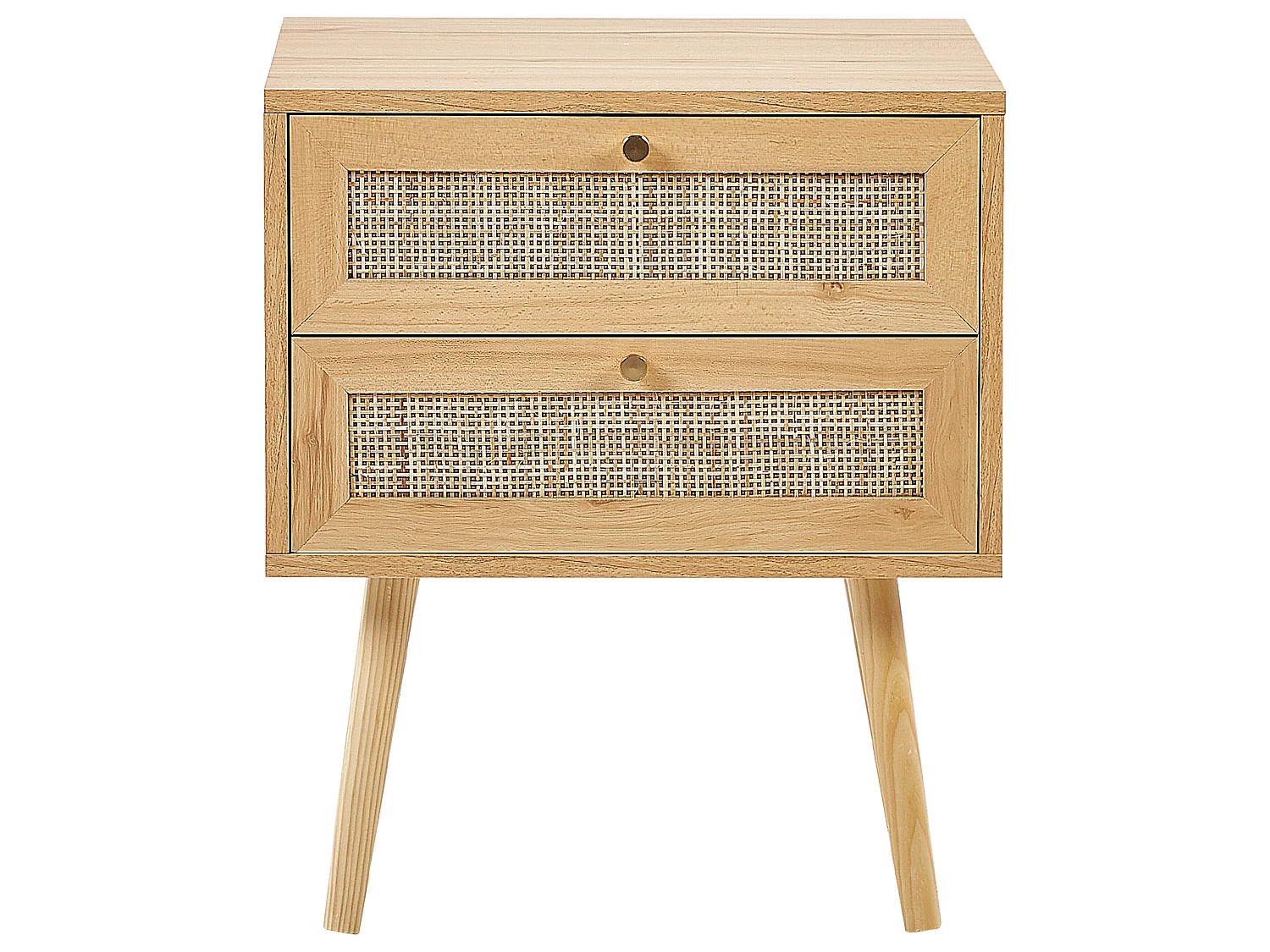 2 Drawer Bedside Table PEROTE Rattan Light Brown