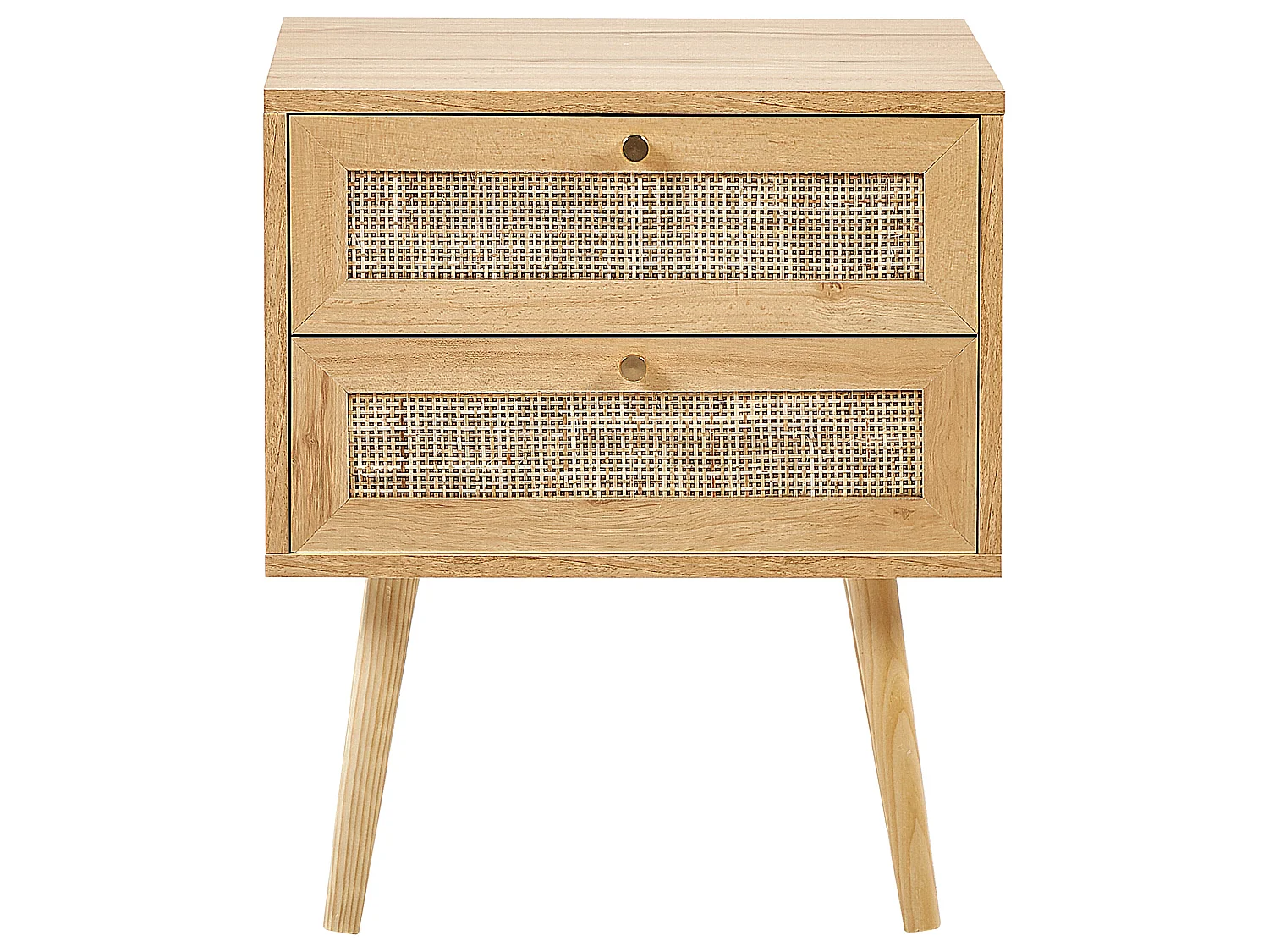 2 Drawer Bedside Table PEROTE Rattan Light Brown