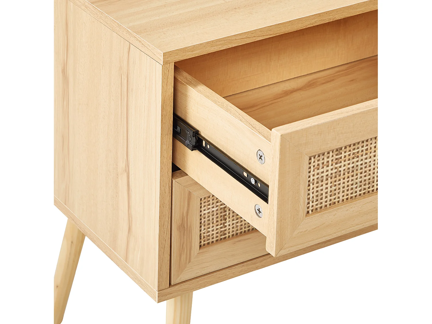 2 Drawer Bedside Table PEROTE Rattan Light Brown
