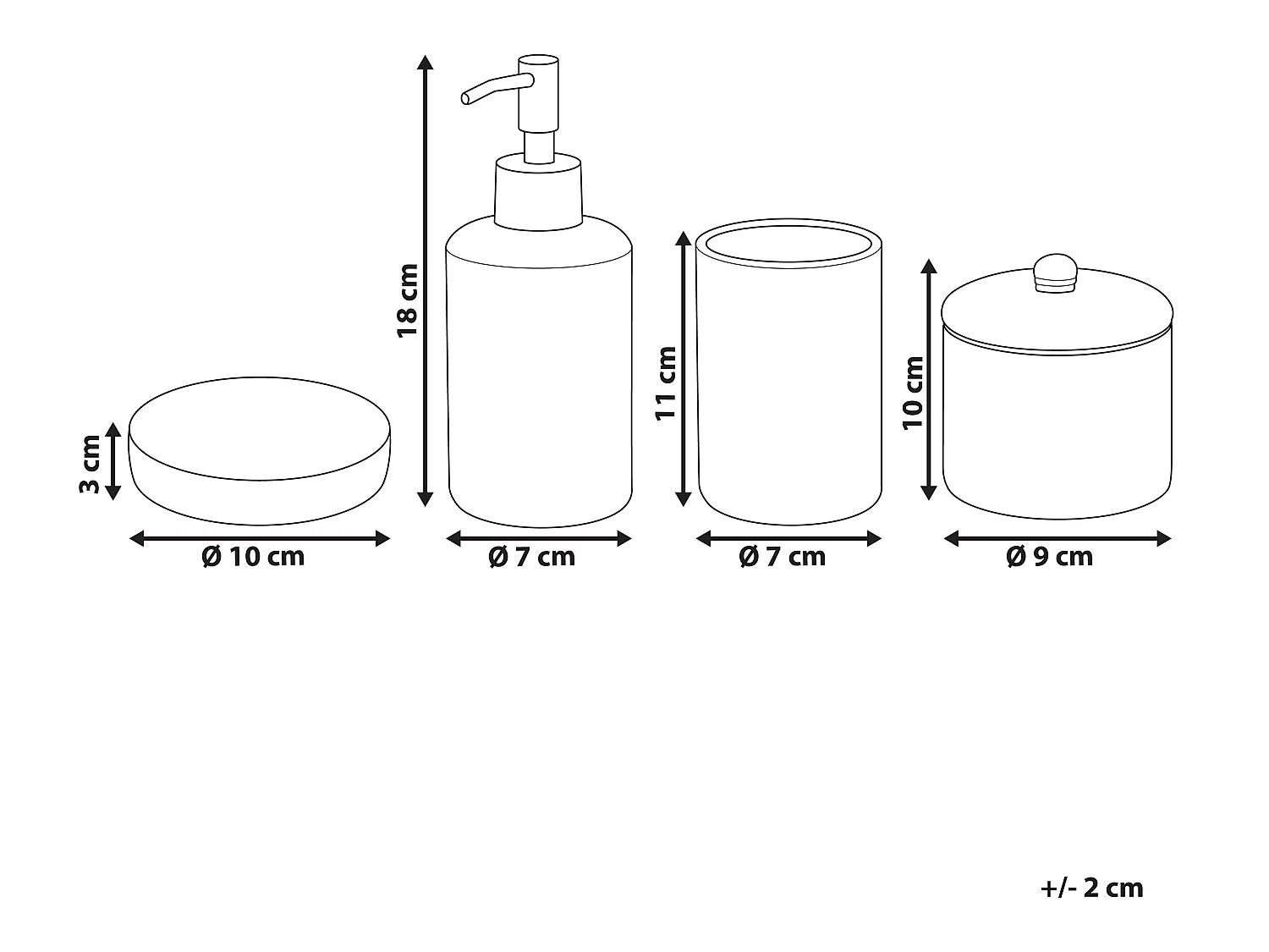 Conjunto de 4 accesorios de baño CUMANA Cerámica Dorado
