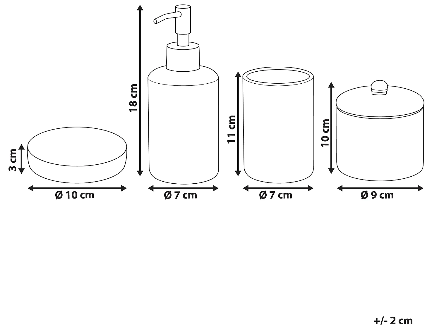 Set de 4 accessoires de salle de bain CUMANA Céramique Doré