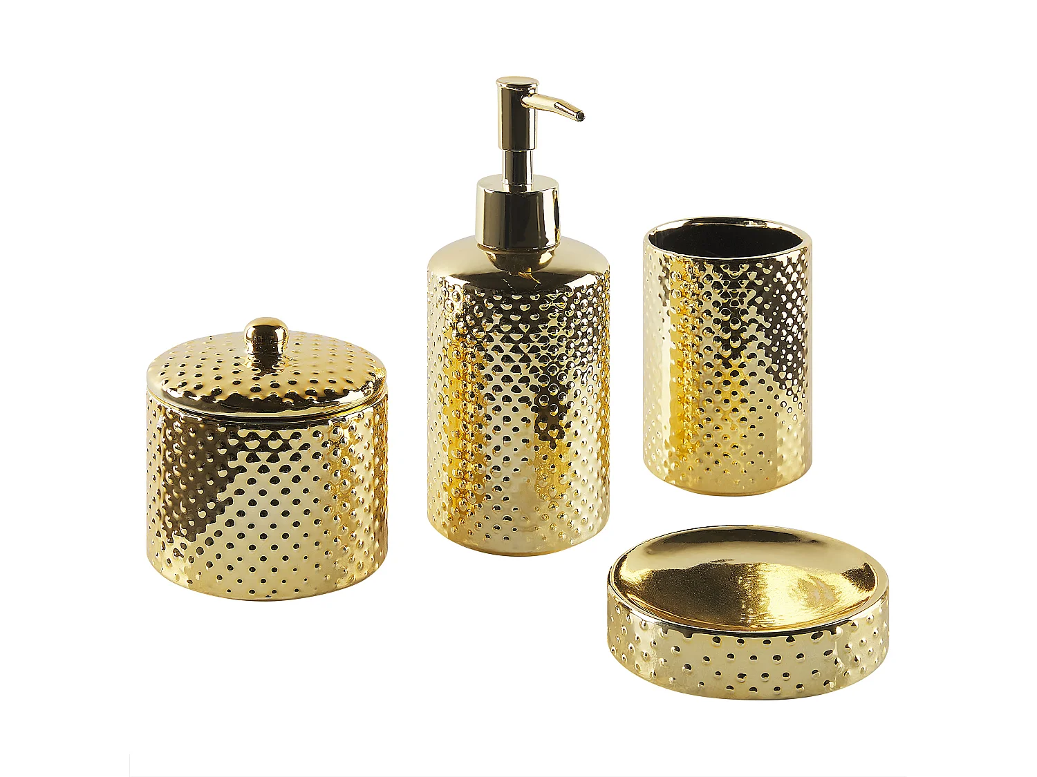Set de 4 accessoires de salle de bain CUMANA Céramique Doré