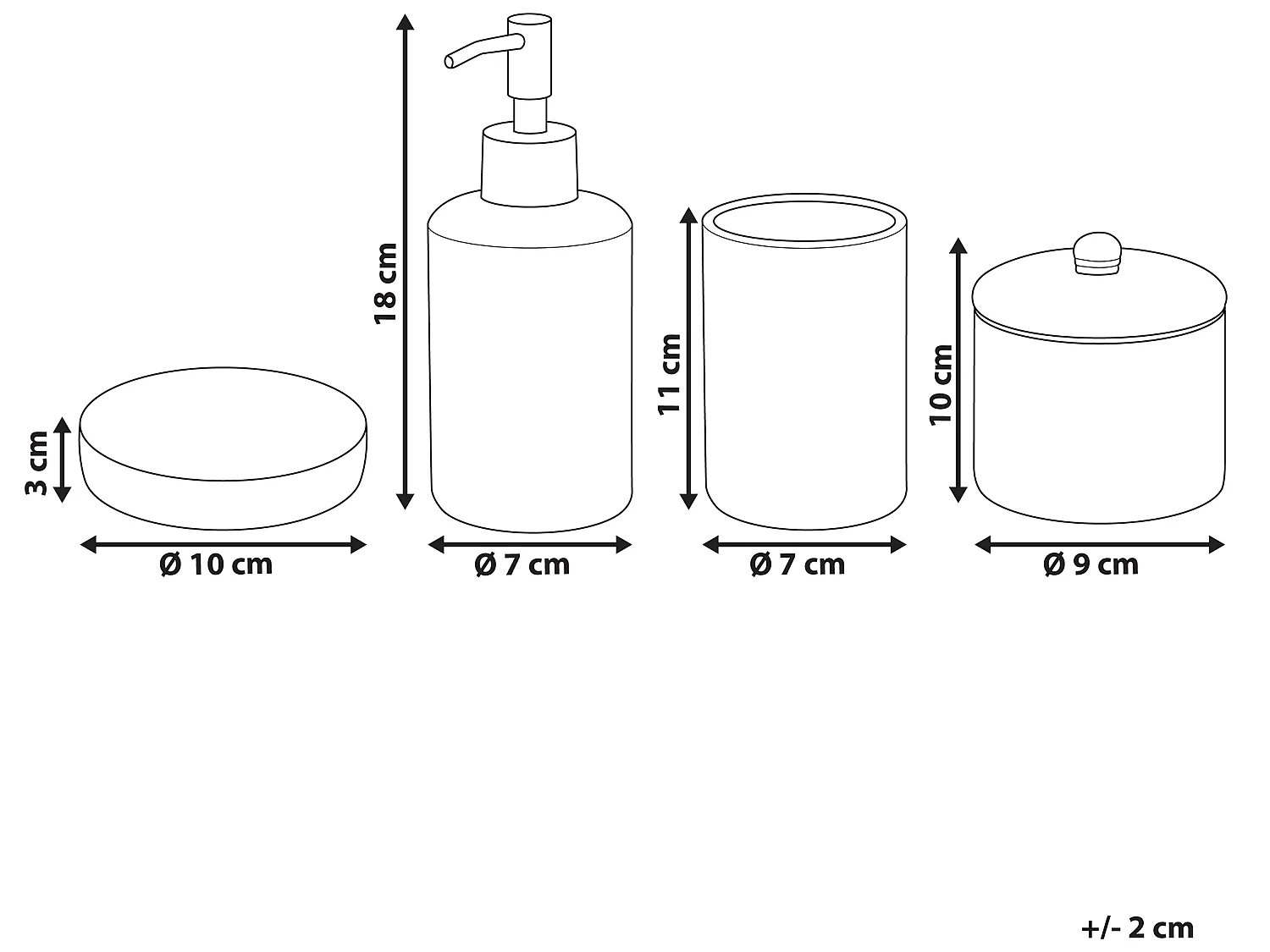 Set de 4 accessoires de salle de bain CUMANA Céramique Doré